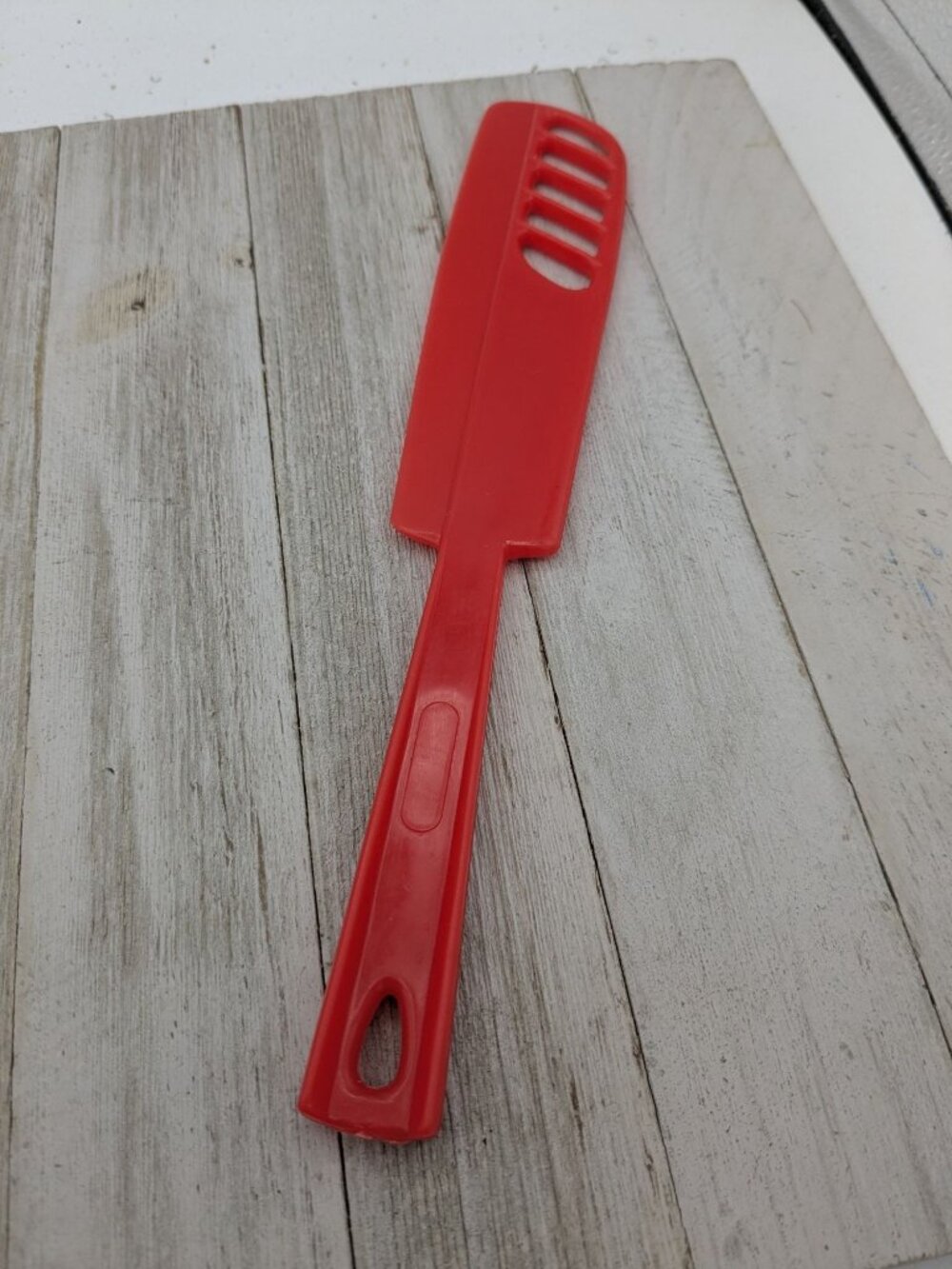 Vintage Red Pan Scraper Plastic Spatula 10 1/2'